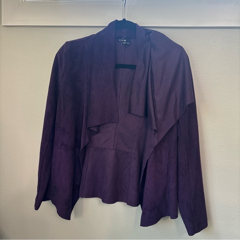 Bylyse Purple Faux Suede Waterfall Open Front‎ Jacket Women’s Small Fall Layers